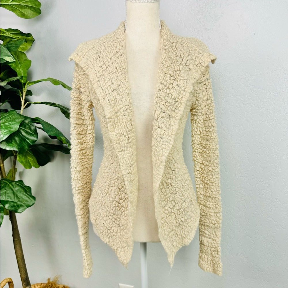 James Perse Open Drape Cotton Sherpa Textured Cardigan